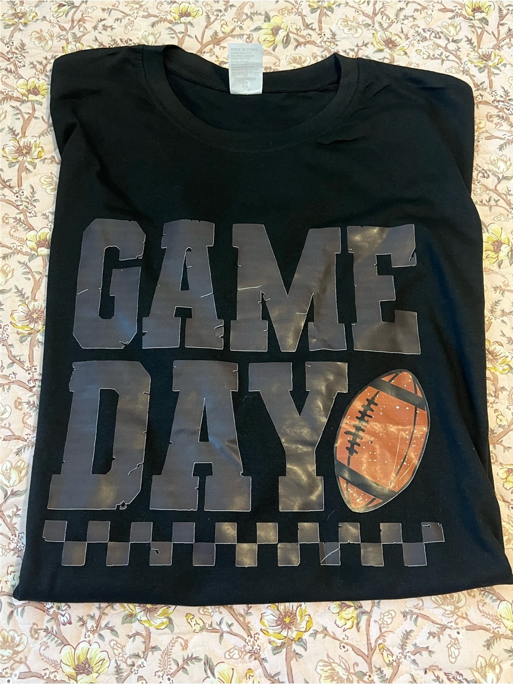 “Game Day”Black T-Shirt with Football Graphic